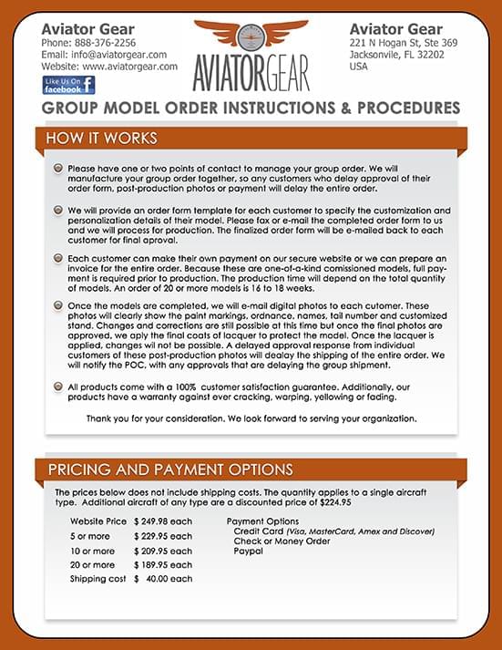 AviatorGear Group Model Orders