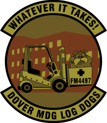 Rendered image of sketch with detailed forklift, hospital background, and box with medical plus sign