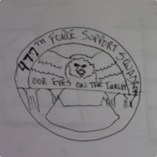 sketch of challenge coin with eagle flying toward viewer