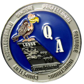 third example of final challenge coin product for the 114FW South Dakota LOBOS QA