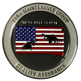 fourth example of final challenge coin product for the 114th Maintenance Group - Quality Assurance