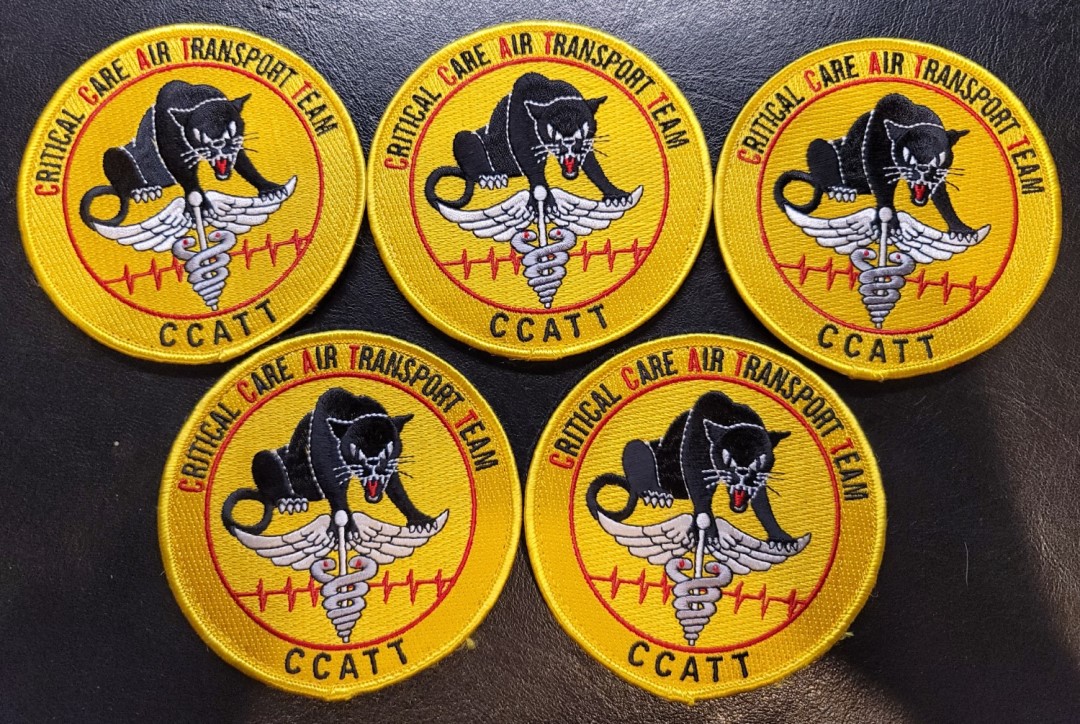 Embroidered U.S. Air Force CCATT graduate patch with panther, caduceus, and EKG design