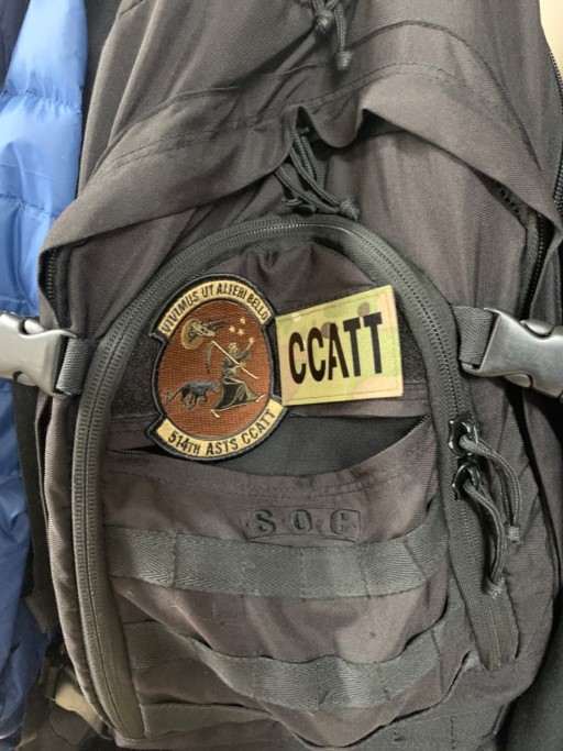 514 ASTS CCATT OCP patch displayed on tactical backpack