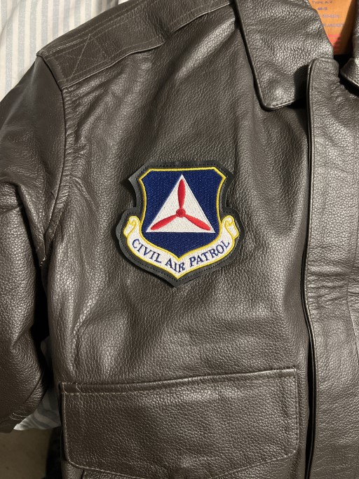 Civil Air Patrol embroidered patch on A2 leather jacket showing durable design and professional quality for CAP members