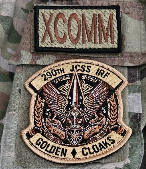 290 JCSS Golden Cloaks patch showing heraldic scrolls and detailed unit emblem