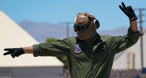 VMFA-122 patch on flight suit showing clear, balanced military design