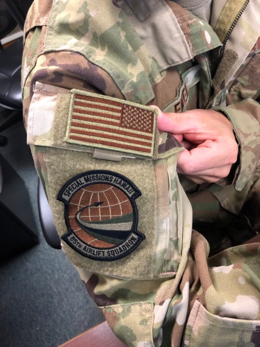 65th Airlift Squadron OCP patch with unit emblem and designation