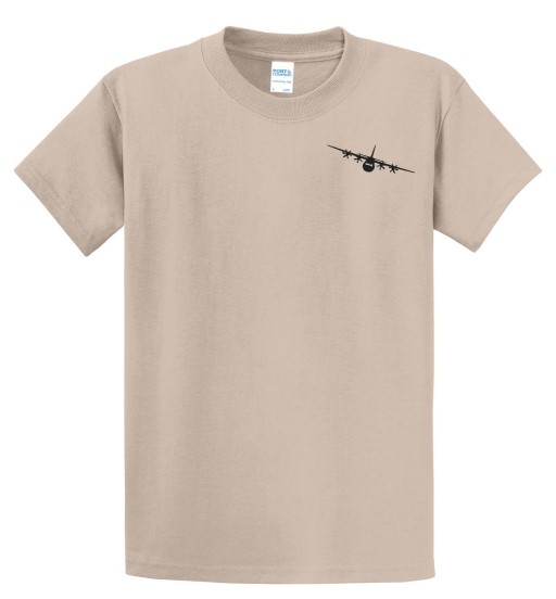 37th Airlift Squadron desert sand t‑shirt with small left chest patch