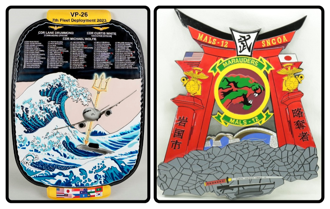 Collage of VP‑26 miniature deployment plaque and MALS‑12 deployment plaque