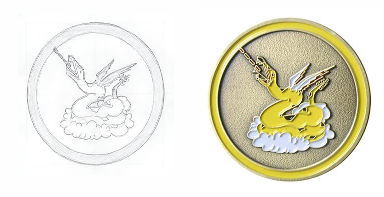 Yellow Dragon on Cloud Challenge Coin