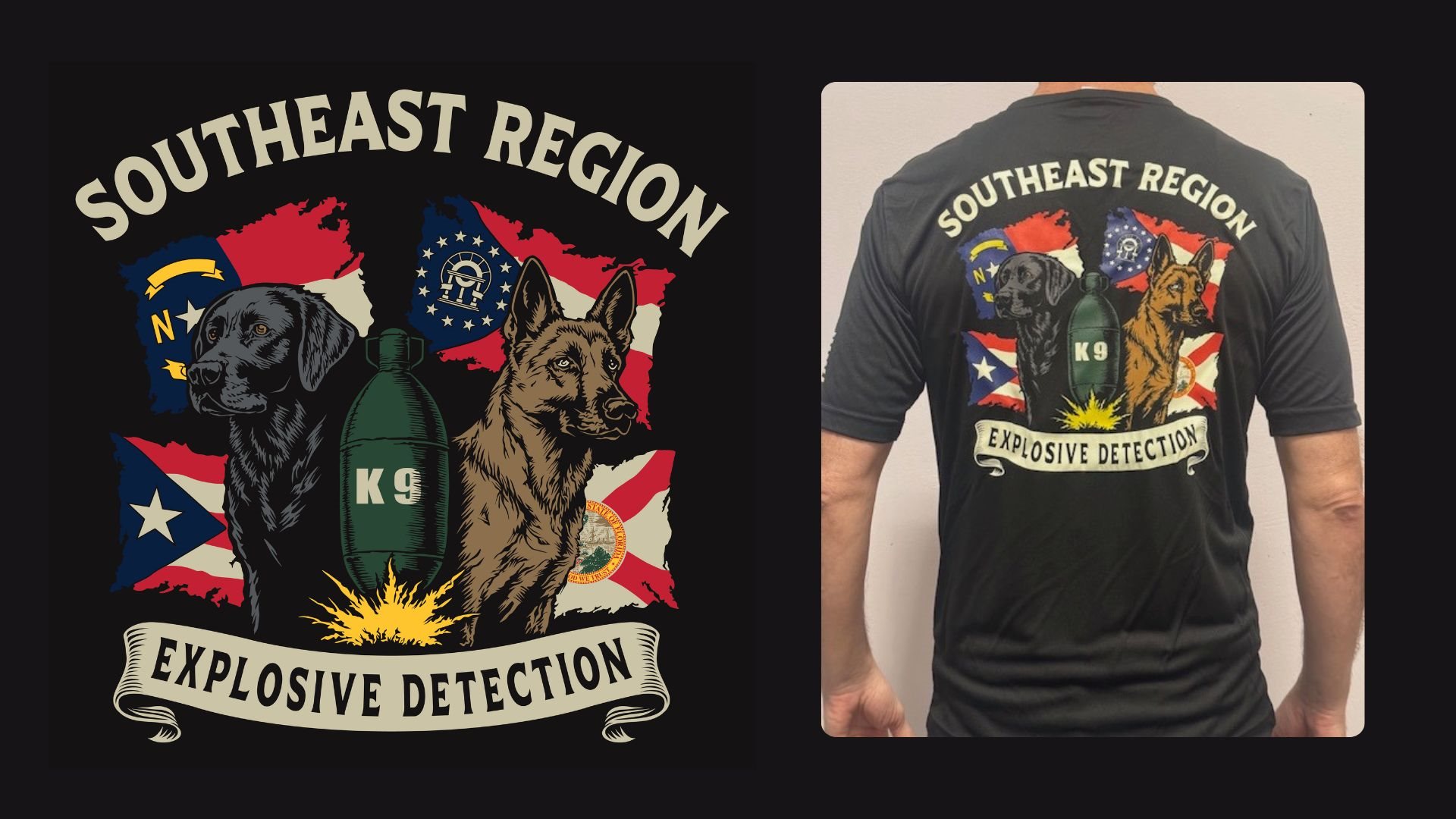 Before and After - K9 Explosive Detective Shirt
