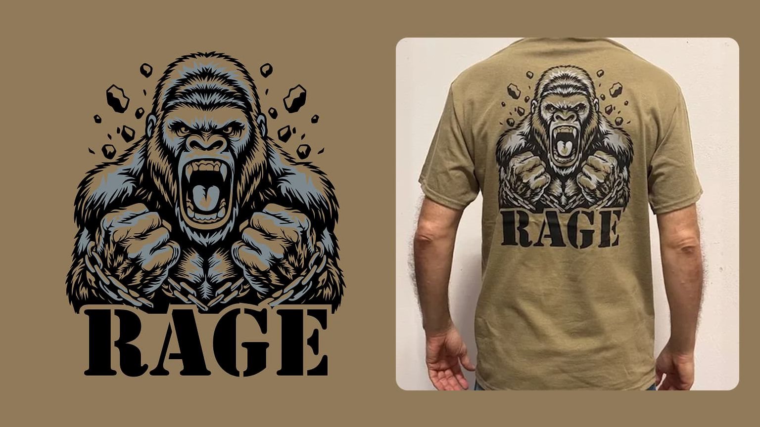 Before and After - Rage Gorilla Shirt
