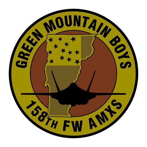 158 AMXS ANG Vermont Air National Guard U.S. Air Force Custom Patches