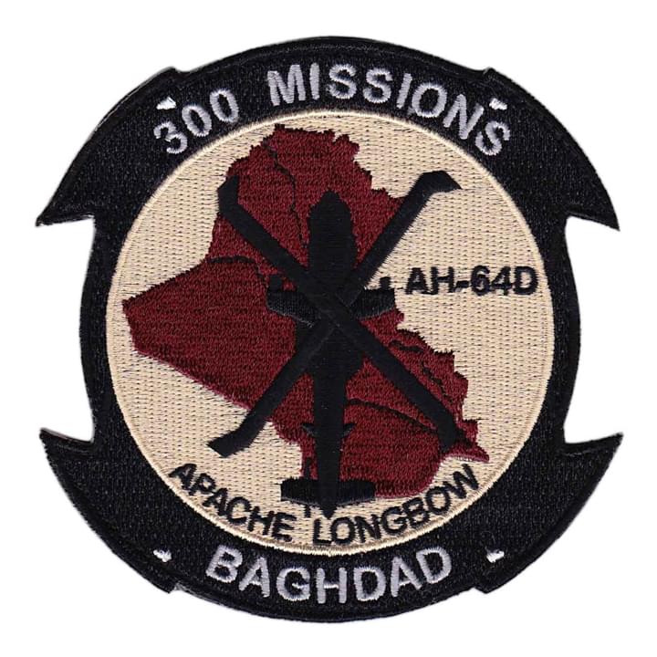 AH-64 300 Combat Missions Patch Heat-cut Boarder