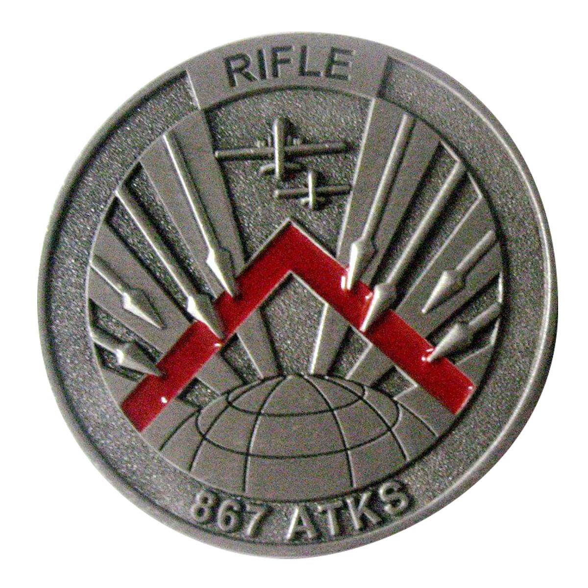 867 ATKS Rifle Antique Silver Plated Challenge Coin