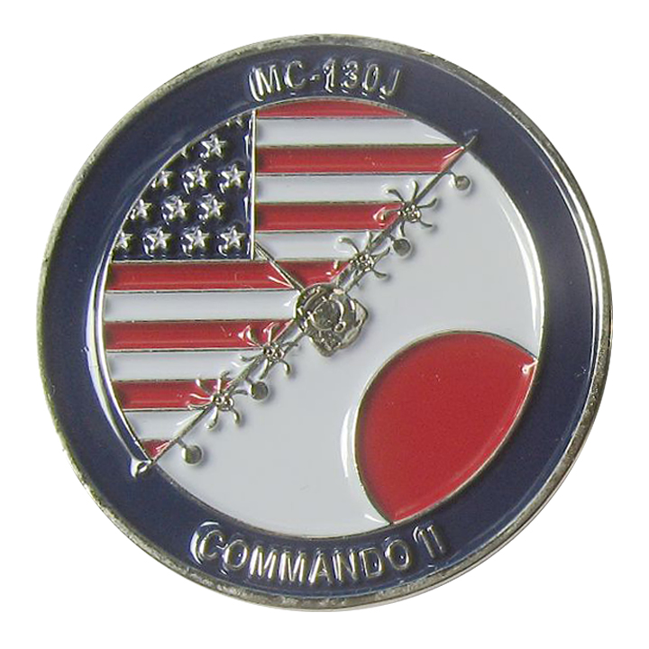 17 SOS Shiny Silver Nickel Plated Challenge Coin Front view