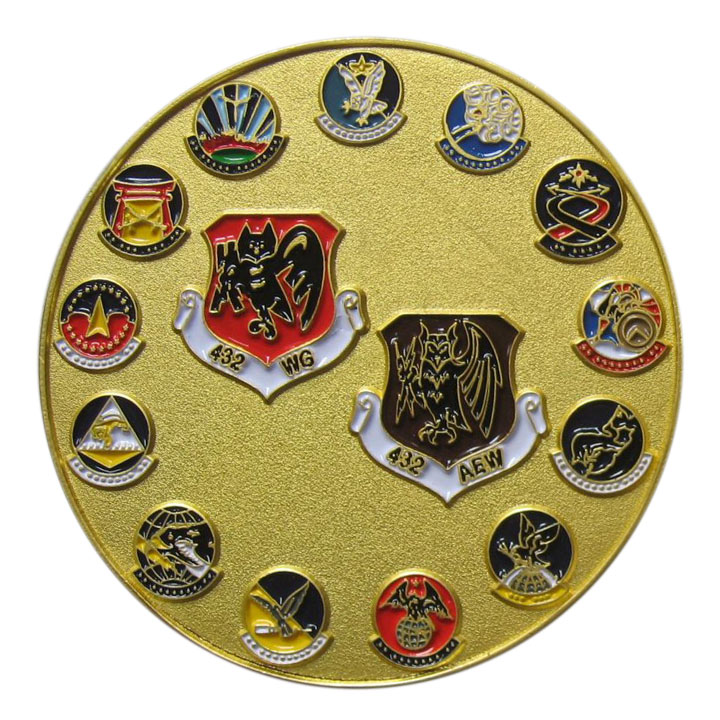 432 WG Commander Satin Gold Plated Challenge Coin back