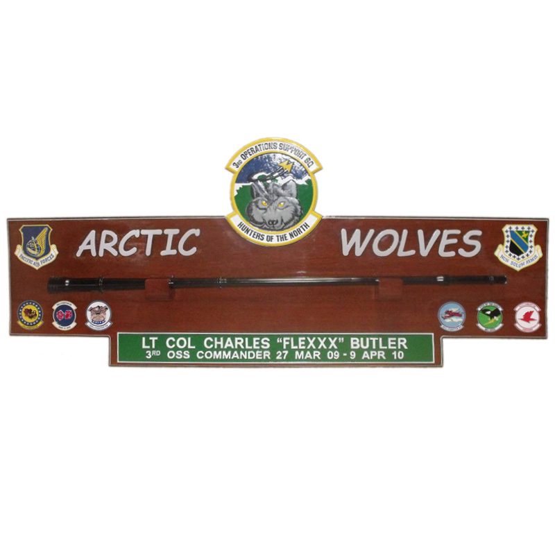3 OSS Gun Barrel Arctic Wolves Plaque
