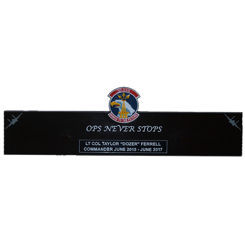 57 OSS Ops Never Stops Gun Barrel Plaque