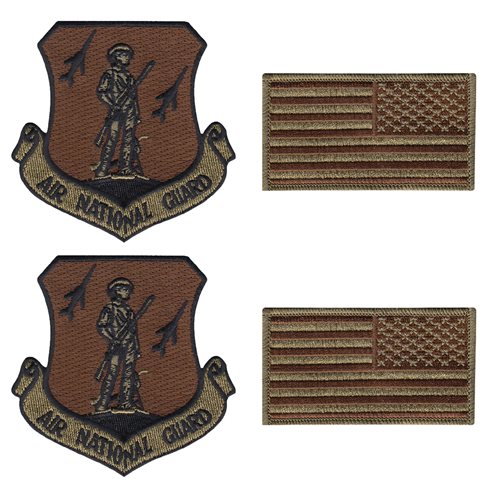 US Air Force Air National Guard OCP Spice Brown Patch and Flag Bundle
