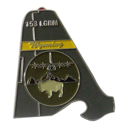 153 LRS C-130 Tail Flash Bottle Opener Challenge Coin - View 2