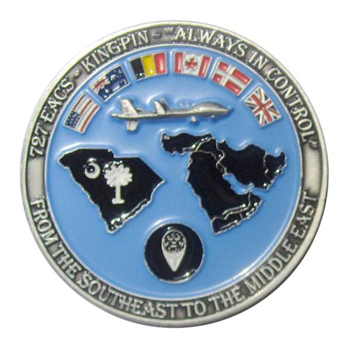 727 EACS Kingpin Always in Control Supremacy in Air, Space and Cyberspace Challenge Coin - View 2