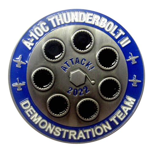 A-10 Demo Team 2022 with Flag Background Challenge Coin - View 2
