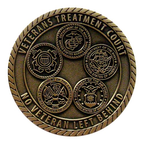 Veterans Treatment Court La Porte County Bronze Challenge Coin - View 2