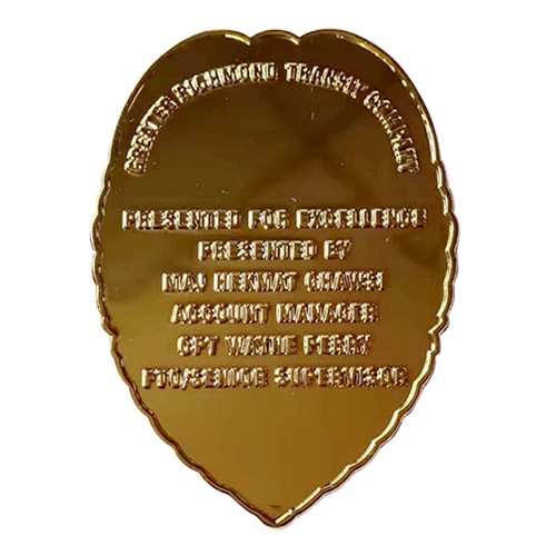 Security Services Excellence Challenge Coin - View 2