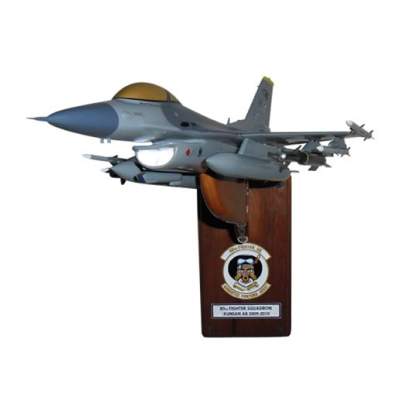 Image of fighter aircraft on wall mount wooden stand - for mobile view