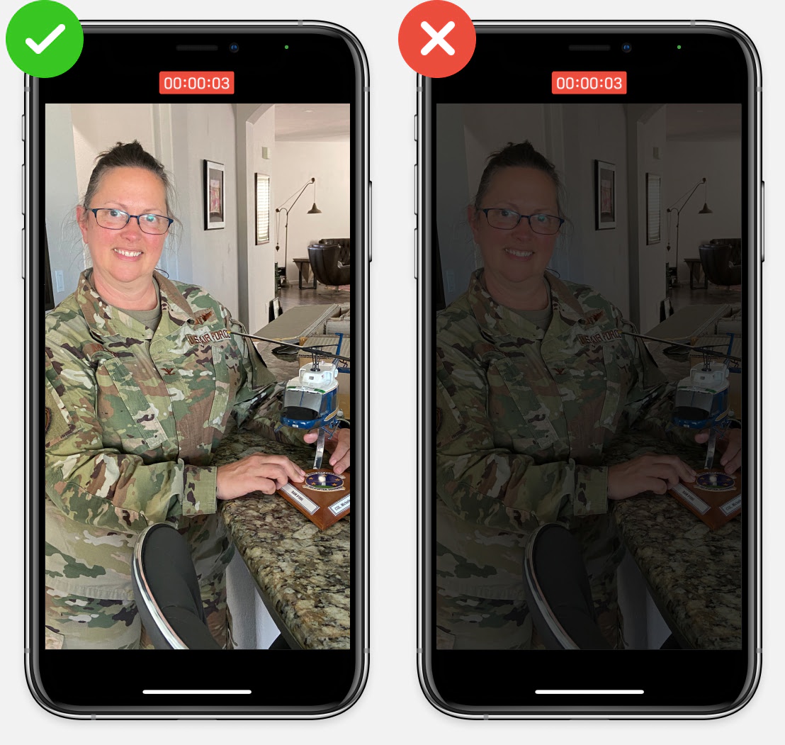 image of two iphones side-by-side demonstrating good lighting and poor lighting